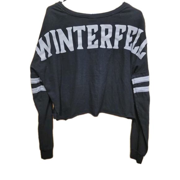 Game Of Thrones Winterfell Cropped Shirt Long Sleeve Womens Medium Double Sided - Picture 1 of 8